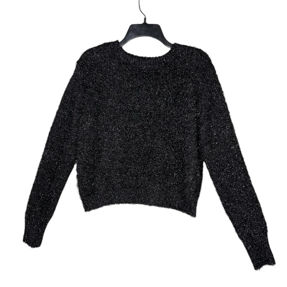 Rachel Zoe Black Metallic Crew Neck Plush Sweater - Picture 1 of 5